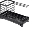 Support d'évier de cuisine en acier inoxydable avec plateau de drainage en plastique noir