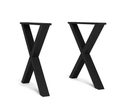 Supports Jeu de 2 Pieds en X en Bois massif laqué noir 72x72cm