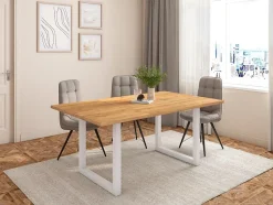 Supports Jeu de 2 Pieds en U en Bois massif laqué blanc 70x71cm