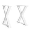 Supports Jeu de 2 Pieds en X en Bois massif laqué blanc 72x72cm