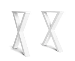 Supports Jeu de 2 Pieds en X en Bois massif laqué blanc 72x72cm