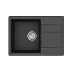 Swiss Aqua Technologies 62x44 cm évier avec égouttoir réversible en Granite, à encastrer, noir (SATSINKGE2B)