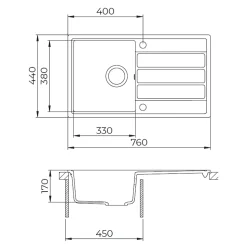 Swiss Aqua Technologies 76x44 cm évier avec égouttoir réversible en Granite, à encastrer, jasmin (SATSINKGE3J)