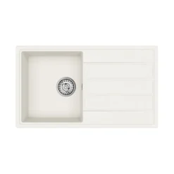 Swiss Aqua Technologies 76x44 cm évier avec égouttoir réversible en Granite, à encastrer, blanc (SATSINKGE3W)