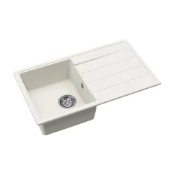 Swiss Aqua Technologies 76x44 cm évier avec égouttoir réversible en Granite, à encastrer, blanc (SATSINKGE3W)