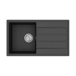 Swiss Aqua Technologies 76x44 cm évier avec égouttoir réversible en Granite, à encastrer, noir (SATSINKGE3B)