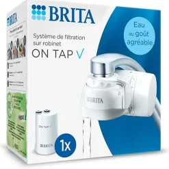 Systeme filtration a eau BRITA - ON TAP - Jusqu'a 4 mois d'eau filtrée - 3 modes d'utilisations - 5 adaptateurs inclus