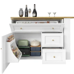 Table Bar Extensible 138-204x39x105cm, Îlot Cuisine, Blanc