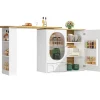 Table Bar Pivotante,138x39x102cm, 3 Portes, Blanc/Noir