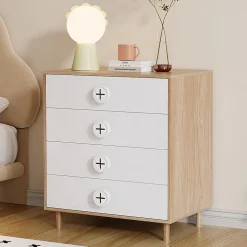Table de chevet, commode et armoire de rangement pour enfants,80x54x90cm,blanc,4 tiroirs