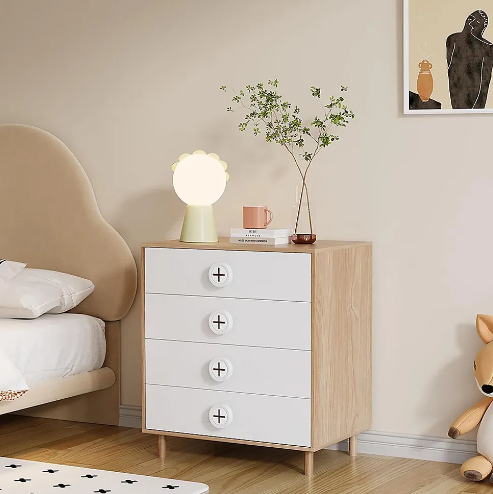 Table de chevet, commode et armoire de rangement pour enfants,80x54x90cm,blanc,4 tiroirs