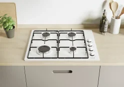 Table de cuisson à gaz 60cm 4 feux blanc Candy CHW640WLW