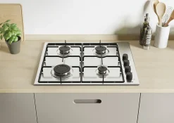 Table de cuisson à gaz 59.5cm 4 feux noir Candy CHW6LBX pop evo