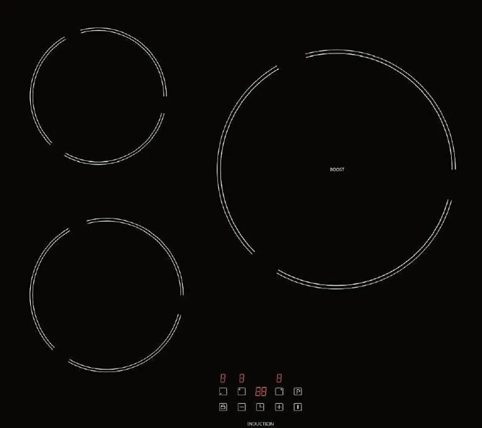 Table de cuisson à induction 60cm 3 feux 6200w noir Amica AI3531