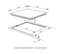 Table de cuisson à induction 60cm 3 feux 6200w noir Amica AI3531