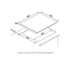 Table de cuisson à induction 60cm 3 feux 6600w noir Fagor FAI3537
