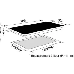 Table de cuisson à induction 78cm 3 feux 6700w noir Airlux ATI83BK