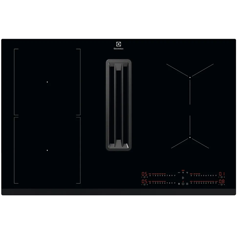 Table de cuisson aspirante induction 78cm 4 feux 7350w noir Electrolux KCC83443