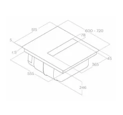 Table de cuisson aspirante induction 72cm 4 feux 7500w noir Elica PRF0167054 nikolatesla fit bl/a/70
