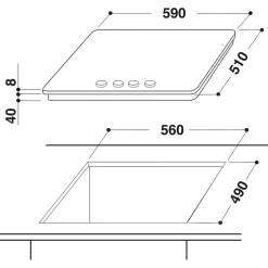 Table de cuisson Gaz - WHIRLPOOL AKT404NB - 3 foyers - 6350W - L59 x P51cm - Noir