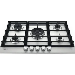 Table de cuisson gaz 73cm 5 feux inox Whirlpool GMWL758IXLFR