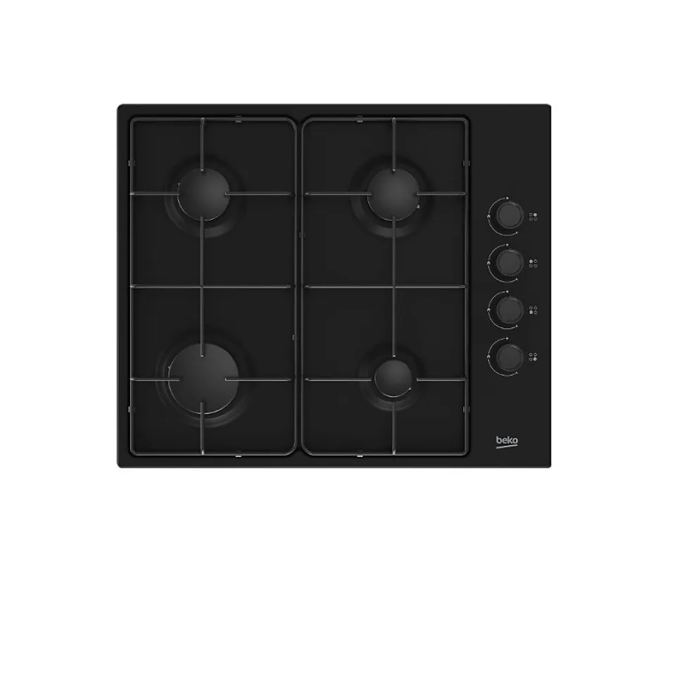 Table de cuisson gaz 61cm 4 feux 7900w noir Beko HIGG64123SB