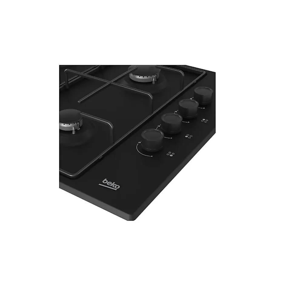Table de cuisson gaz 61cm 4 feux 7900w noir Beko HIGG64123SB