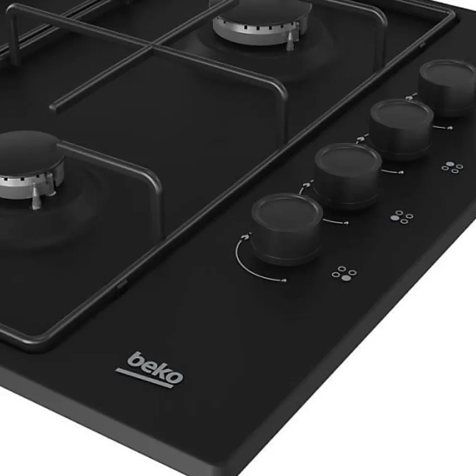 Table de cuisson gaz 61cm 4 feux 7900w noir Beko HIGG64123SB
