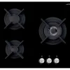 Table de cuisson gaz 60cm 3 feux 6150w noir Airlux AV635HBK