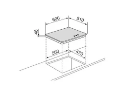 Table de cuisson gaz 60cm 3 feux 6150w noir Airlux AV635HBK