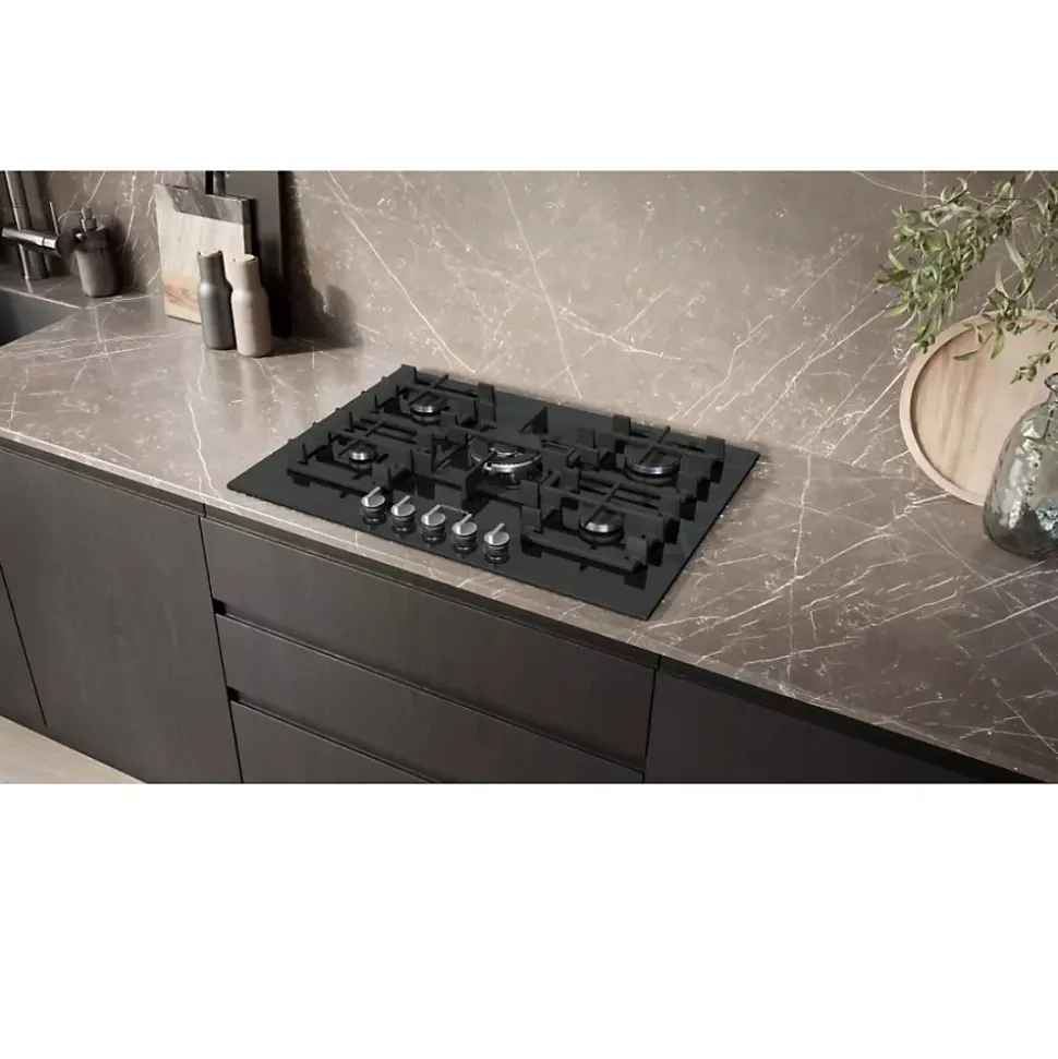 Table de cuisson gaz 75cm 5 feux 11700w noir Siemens ER7A6RH40 iq700