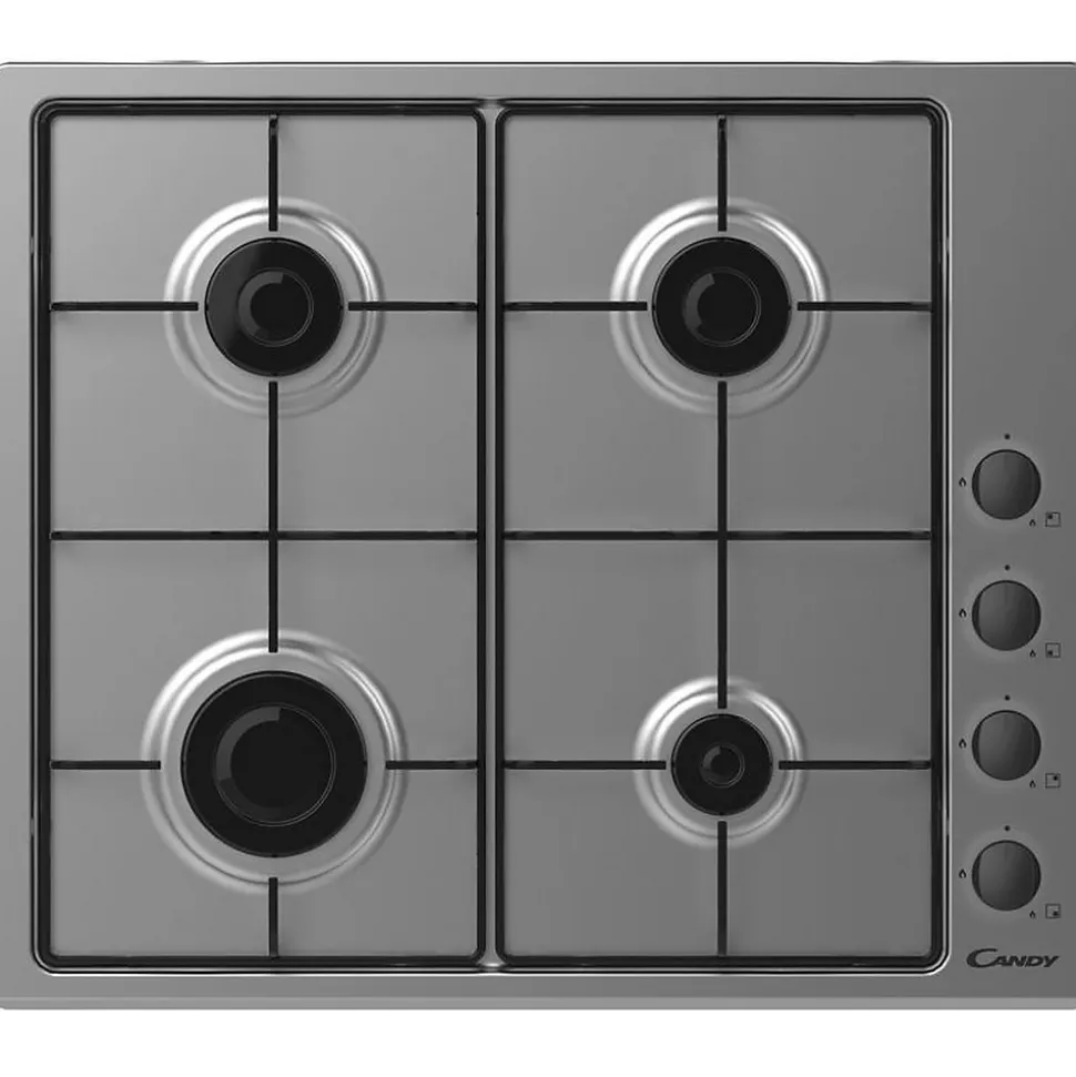 Table de cuisson gaz 60cm 4 feux gris Candy CHW640LXB pop evo