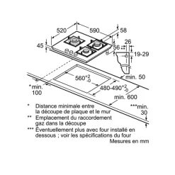 Table de cuisson gaz 60cm 3 feux 8000w Siemens EP6A6CI10 iq500