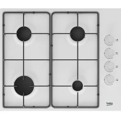 Table de cuisson gaz 60cm 4 feux blanc Beko HIGG64123SW