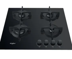 Table de cuisson gaz 60cm 4 feux noir Whirlpool GOB616NB