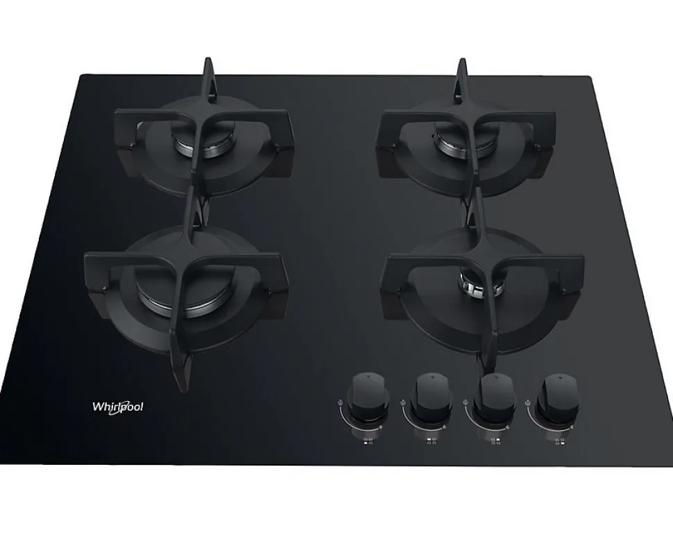 Table de cuisson gaz 60cm 4 feux noir Whirlpool GOB616NB