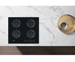 Table de cuisson gaz 60cm 4 feux noir Whirlpool GOB616NB