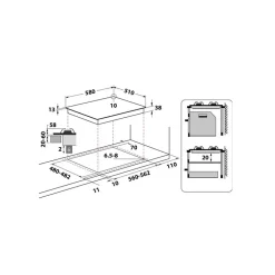 Table de cuisson gaz 60cm 7300w noir Whirlpool TGML660NB