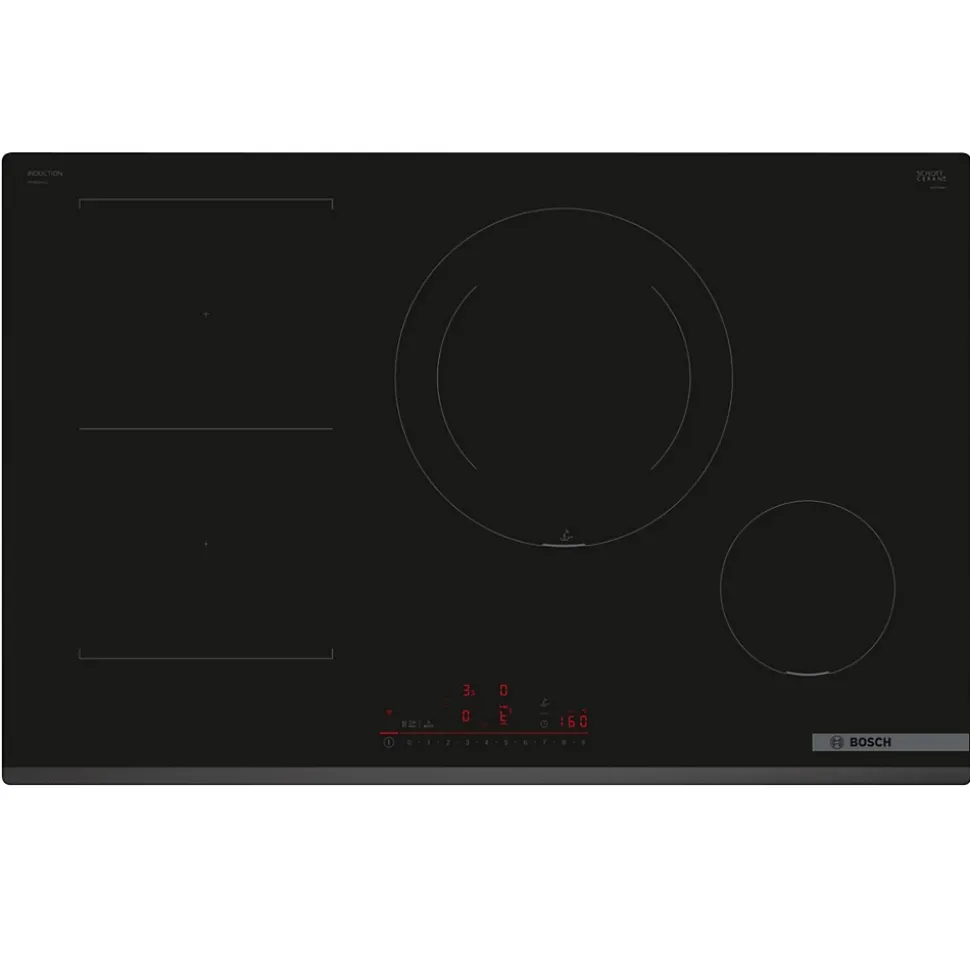 Table de cuisson induction 80cm 4 feux 7400w noir Bosch PVS831HC1E