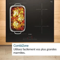 Table de cuisson induction 80cm 4 feux 7400w noir Bosch PVS831HC1E