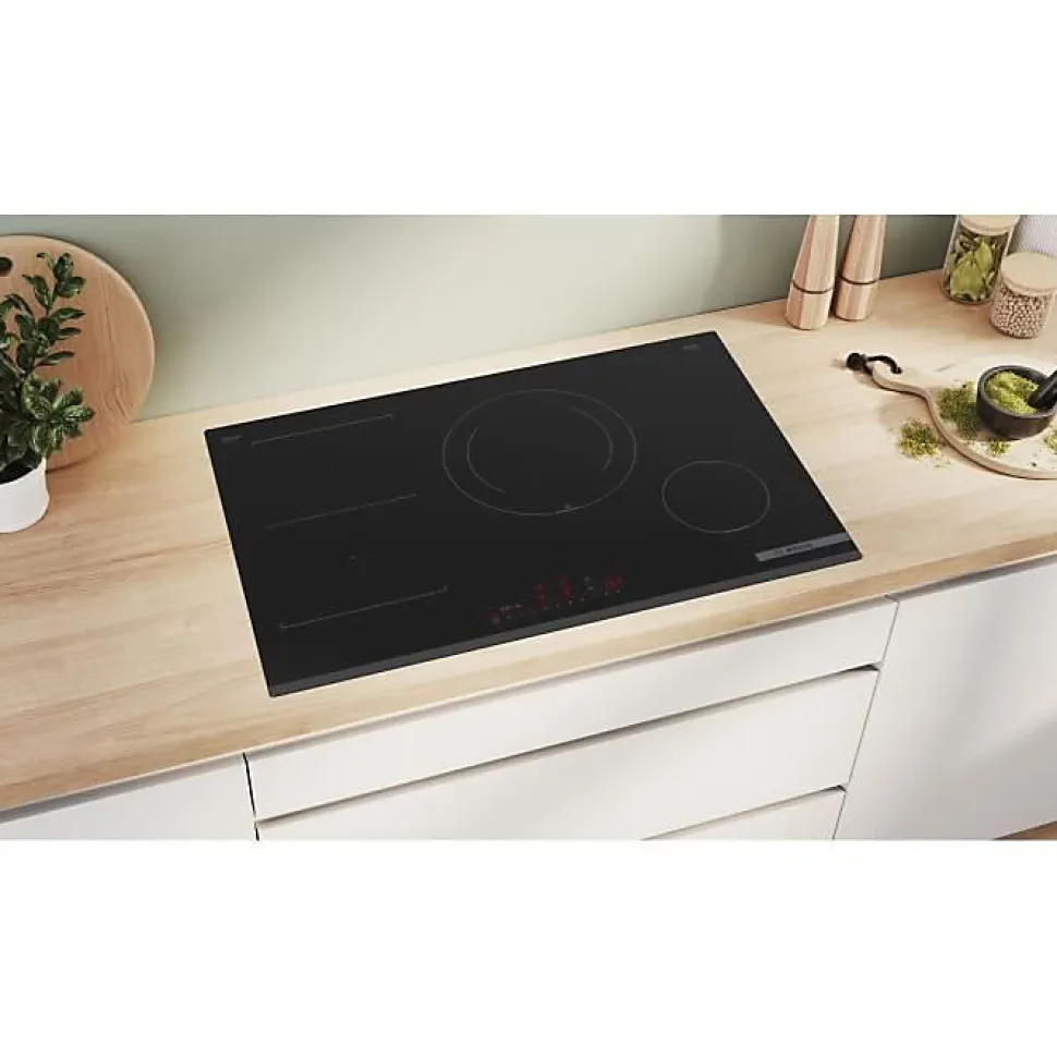 Table de cuisson induction 80cm 4 feux 7400w noir Bosch PVS831HC1E