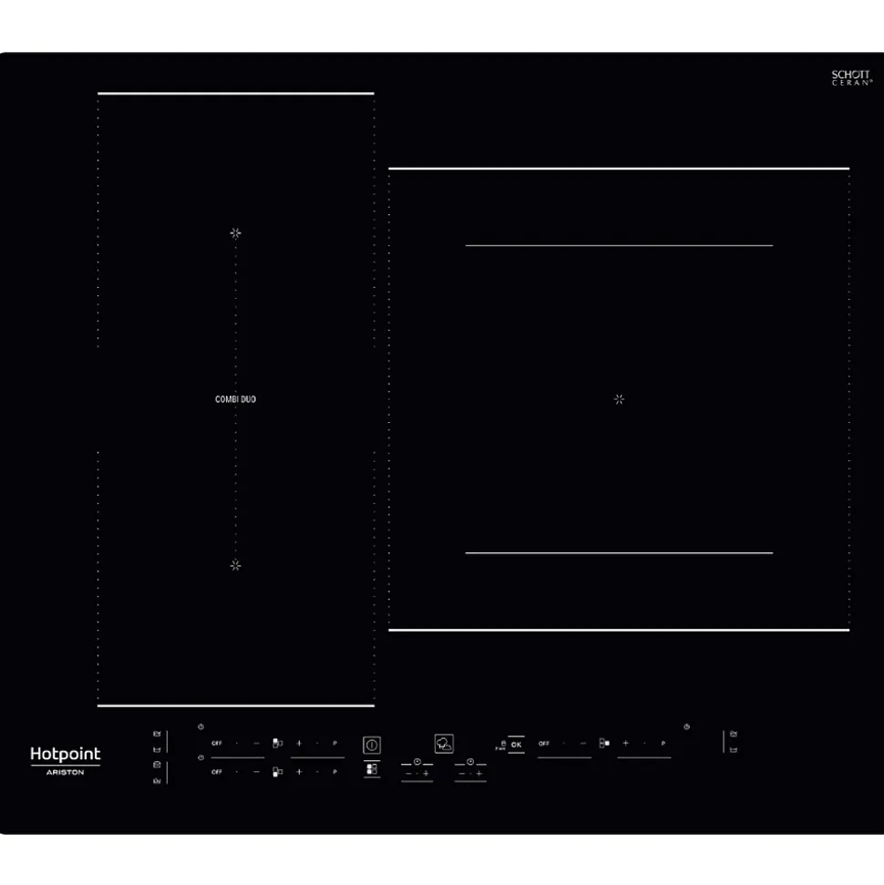 Table de cuisson induction 60cm 3 foyers 7200w noir Hotpoint HB2760BNE