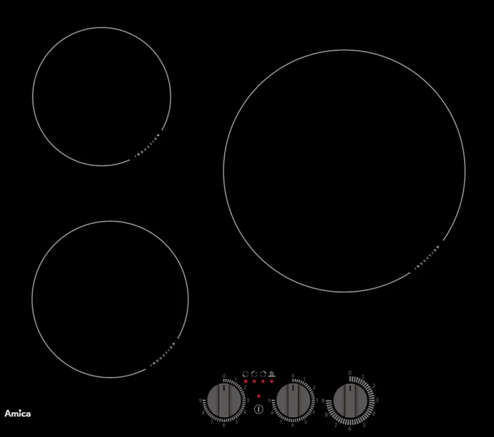 Table de cuisson induction 58cm 3 feux 5500w noir Amica AIM3530