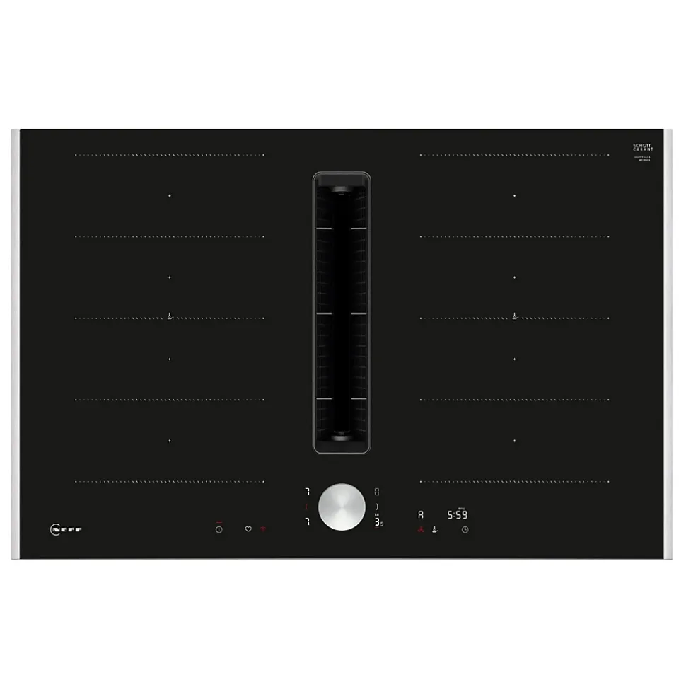 Table de cuisson induction aspirante 80cm 4 feux 7400w noir Neff V68TTX4L0