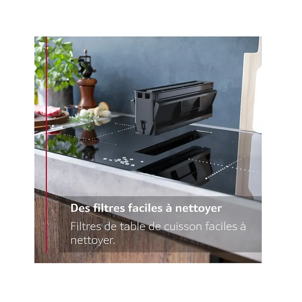 Table de cuisson induction aspirante 80cm 4 feux 7400w noir Neff V68TTX4L0