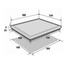 Table de cuisson induction 60cm 3 feux 4600w noir Brandt BPI6310B