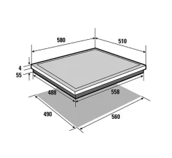 Table de cuisson induction 60cm 3 feux 4600w noir Brandt BPI6310B