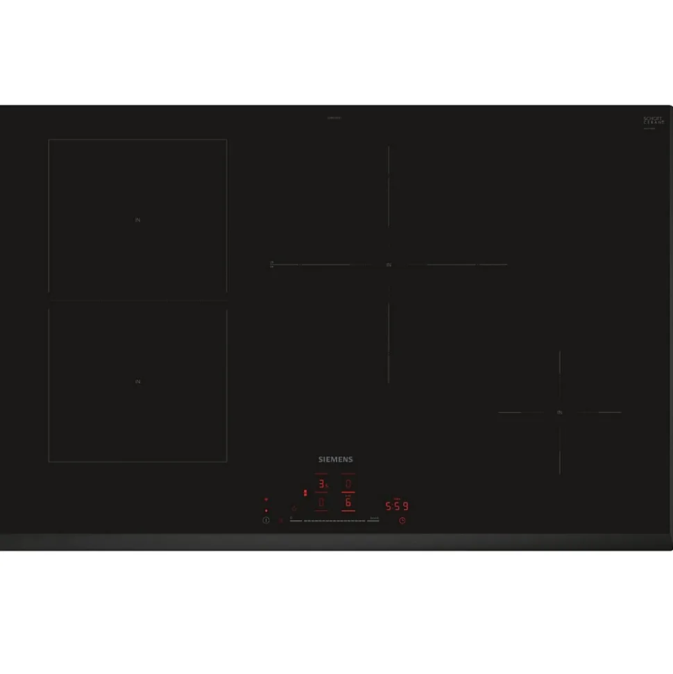 Table de cuisson induction 80cm 4 feux 7400w noir Siemens ED851HSB1E