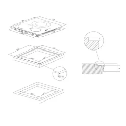Table de cuisson induction 60cm 3 feux 7200w noir Candy CI633C/M1