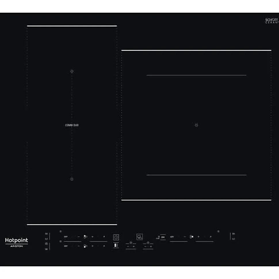 Table de cuisson induction - HOTPOINT - 3 zones - HB2760BNE - L 59 x P 51 cm - 7200W total - Noir